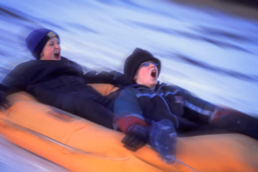Two boys on a raft