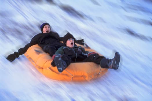 Two boys on a raft