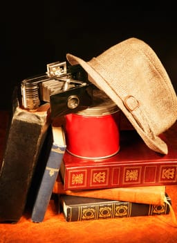 Antique books in a still life