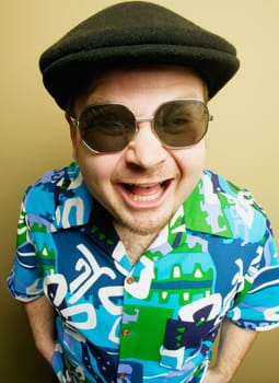 A man with loud shirt