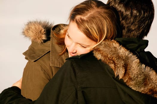 Couple embrace