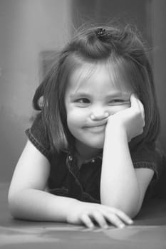 Little girl with a silly expression
