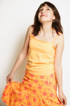 Girl looks upwards