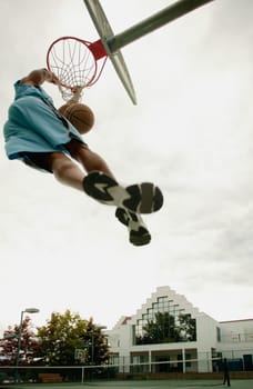 Man playing basketball