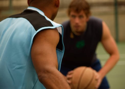 Playing basketball