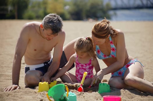 A family on the beach