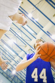 Playing basketball
