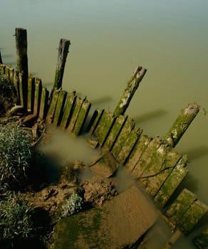 A fence in the water