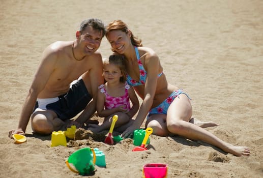 A family on the beach