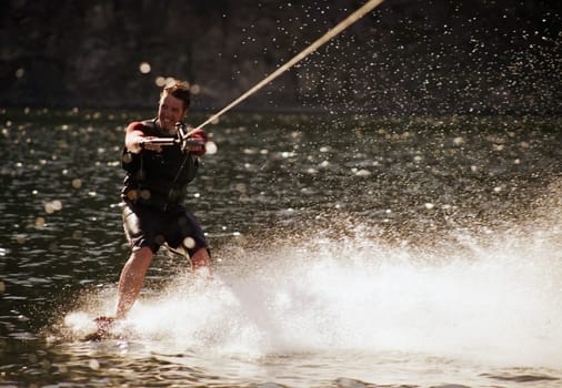 A wake boarder
