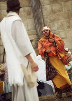 Jesus speaks with a woman