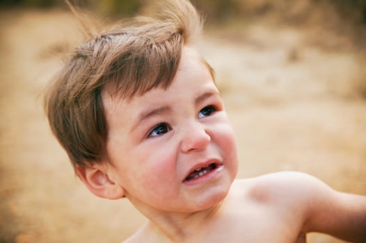a small child crying