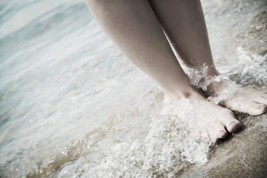 Barefoot on the beach