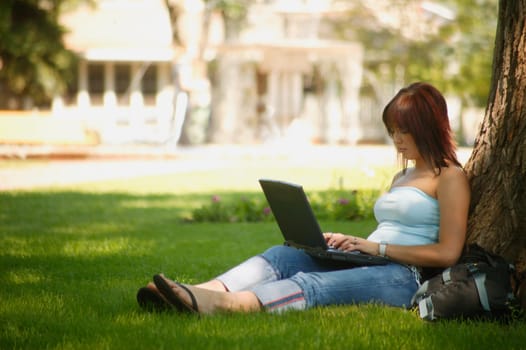 Woman with laptop computer