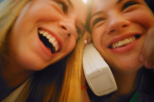Two girls on the phone