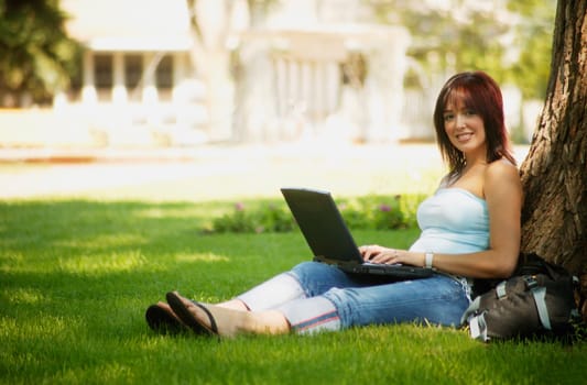 Woman with laptop computer