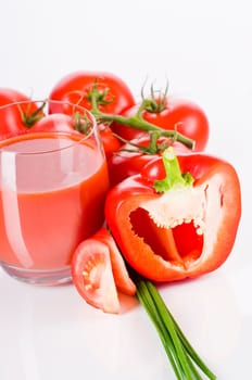 red vegetable juice on white background
