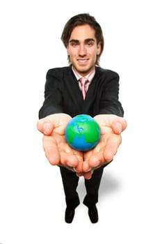 Man holds the world in his hands