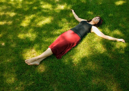 A woman relaxing