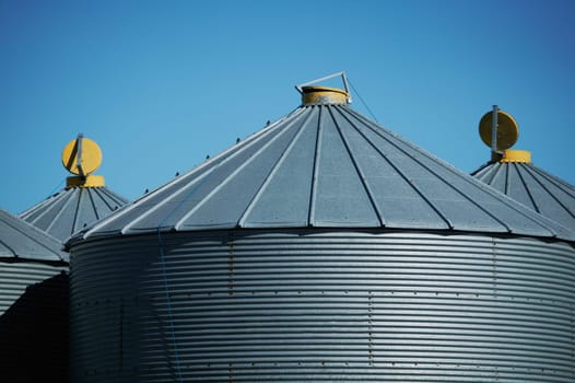 Top of grain storage bins