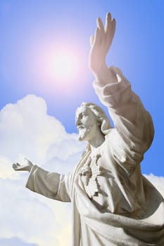 Hands stretched towards heaven