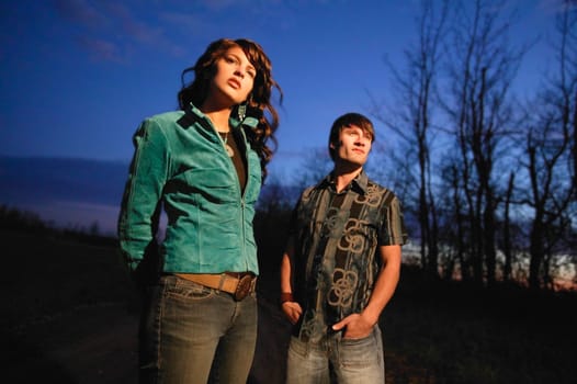 Young trendy couple outside