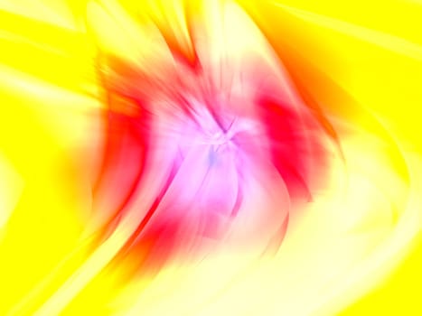 Bright yellow, red and pink floral impression computer generated image