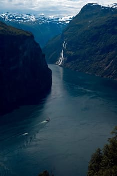 Geirangerfjord with waterfall