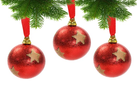Fir branch with Christmas baubles