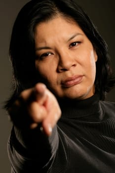 Aboriginal woman pointing