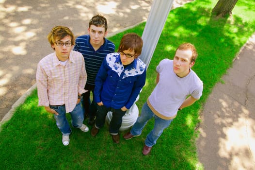 Four young men hanging out
