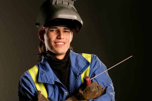 Man with welding equipment