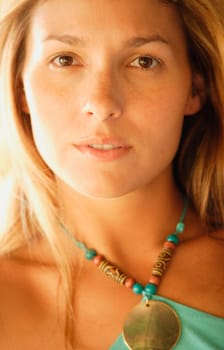 Close up portrait of naturally beautiful woman