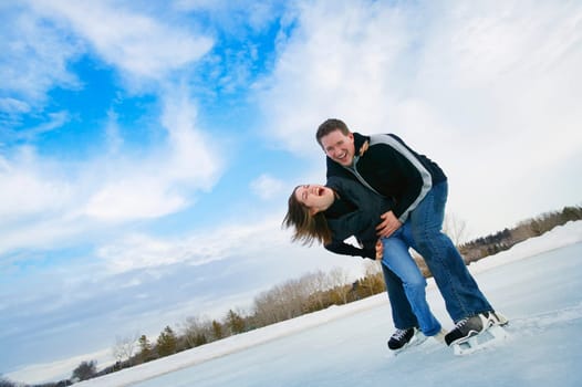 Young Couple Having fun on skates