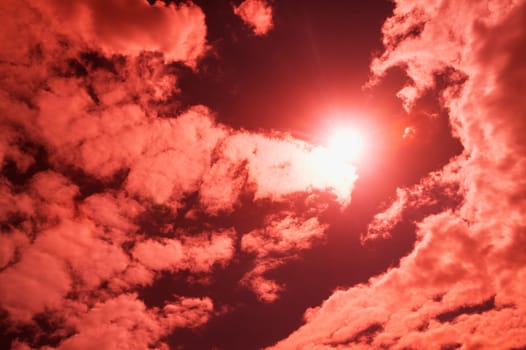 Red sky and clouds