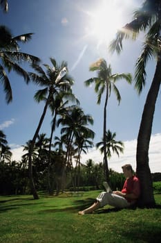 Working outside in a tropical setting