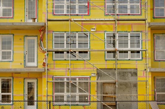 Scaffolding outside a building