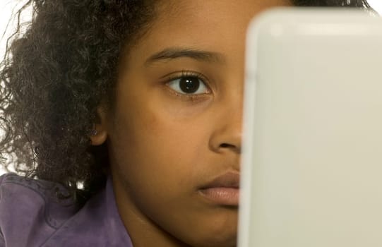 Young girl using a computer