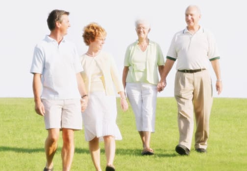 Two Couples Walking