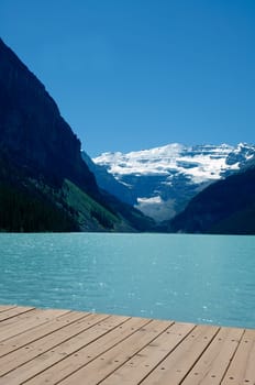 A view of mountains and a lake