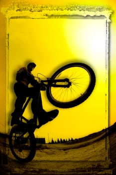 3D image of silhouette of cyclist