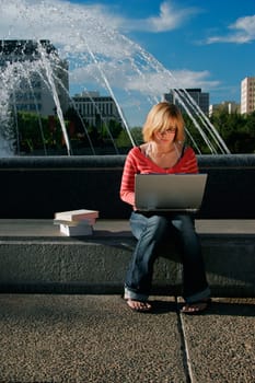 Student on lap top computer