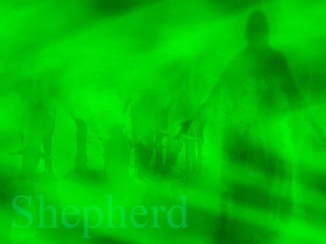 Silhouette behind green design