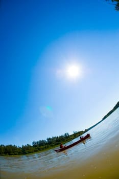 Couple canoeing