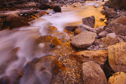 A close-up of a rushing stream