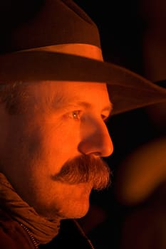 Profile of a cowboy's face