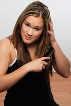 Brushing hair