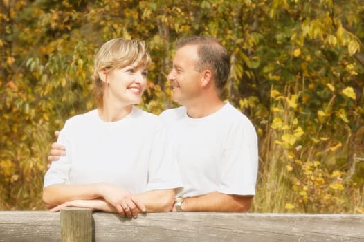 Couple gaze into each other's eyes