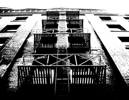 A staircase on an apartment building