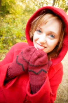 Teenager with mittens